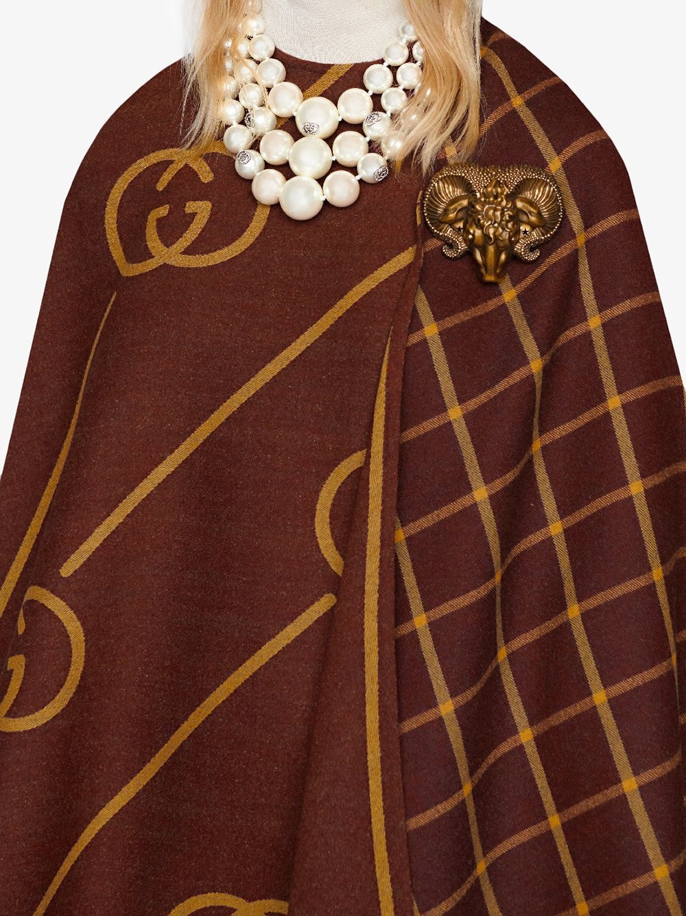 Wool cape coat with Interlocking G - 5