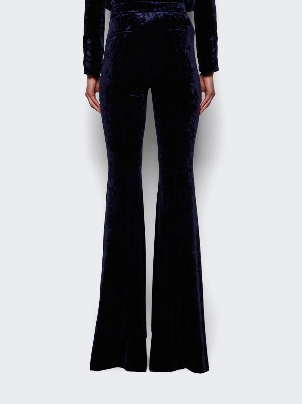 Flare Trouser In Crushed Velvet Midnight - 5