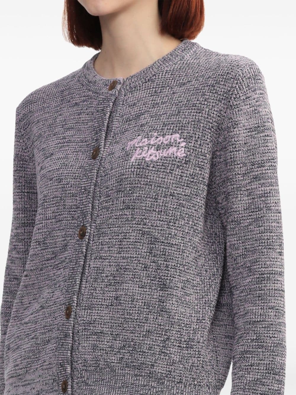 logo-emboidered cotton cardigan - 5