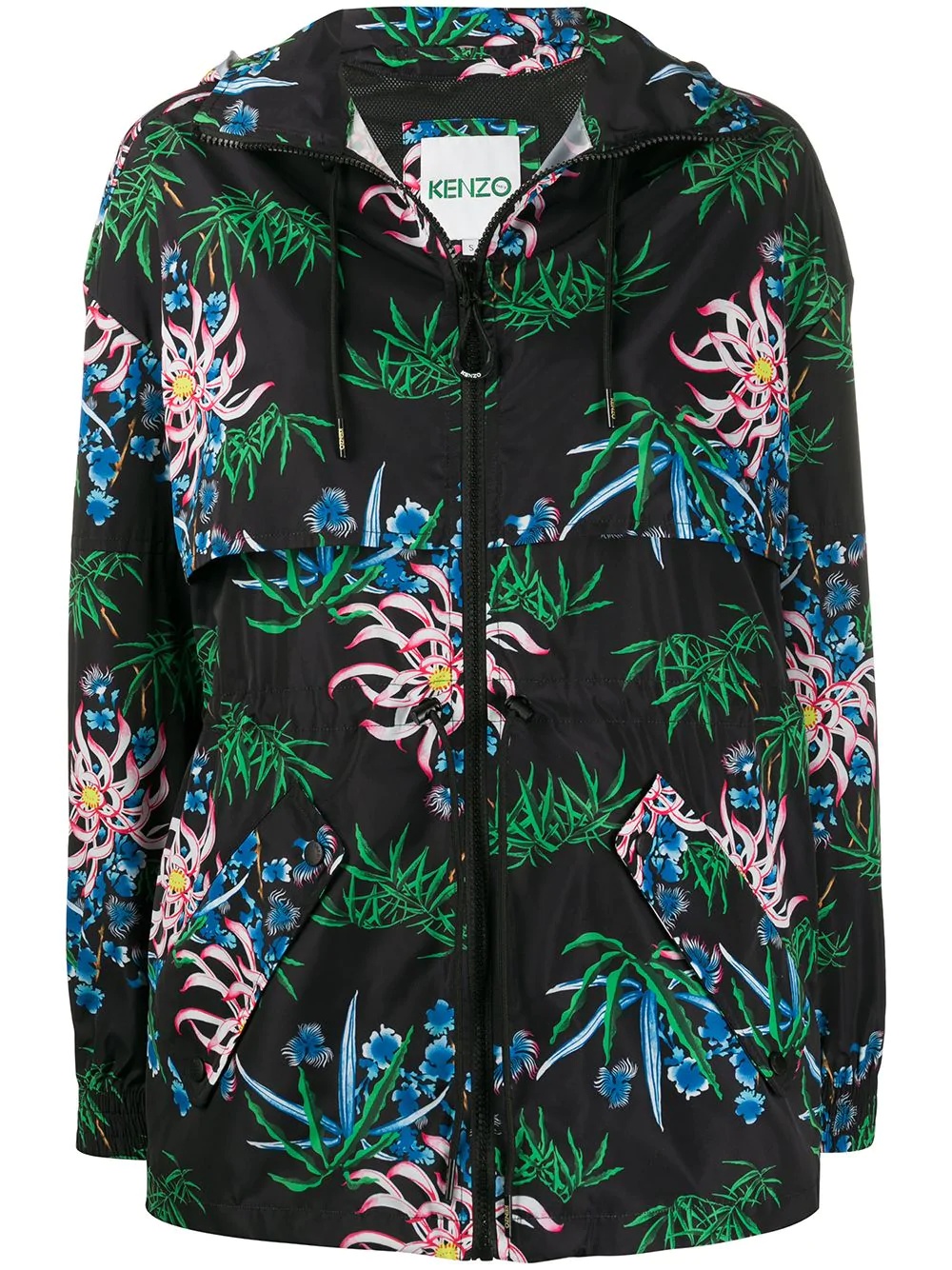 Sea Lily-print hooded windbreaker - 1