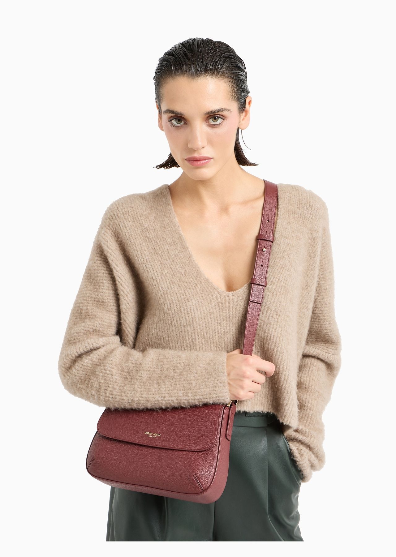 ASV small la Prima Soft pebbled leather handbag - 7