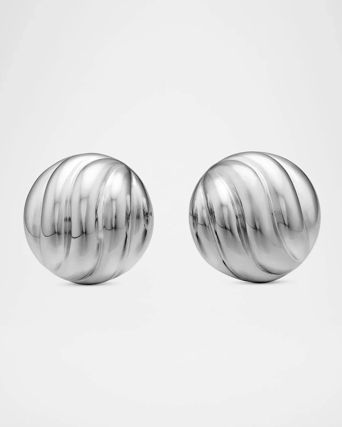 Sculpted Cable Stud Earrings in Sterling Silver - 1