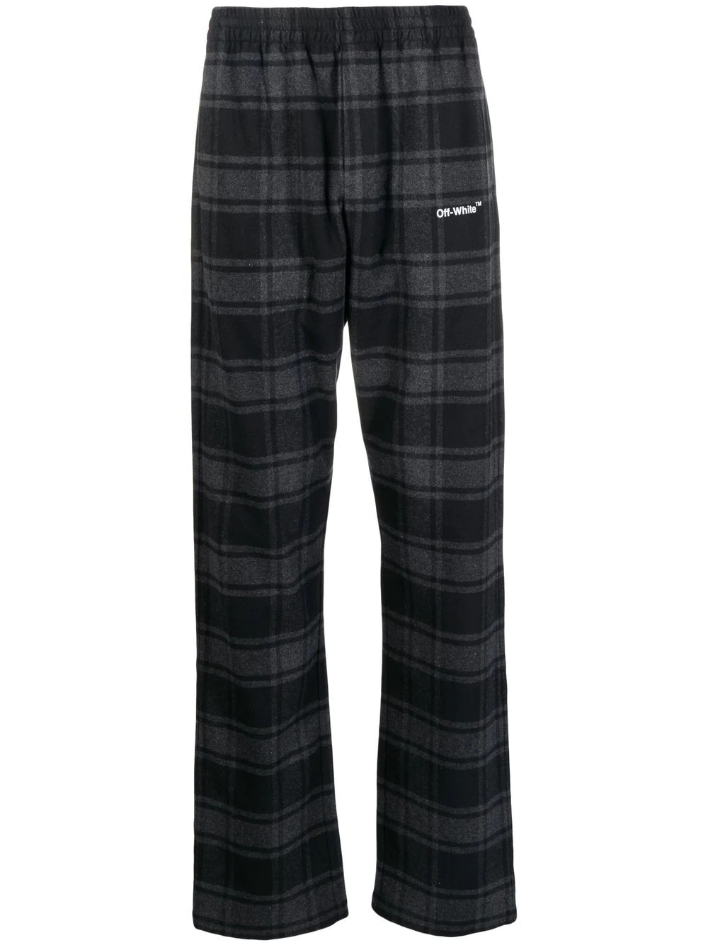 logo-print check pattern track pants - 1