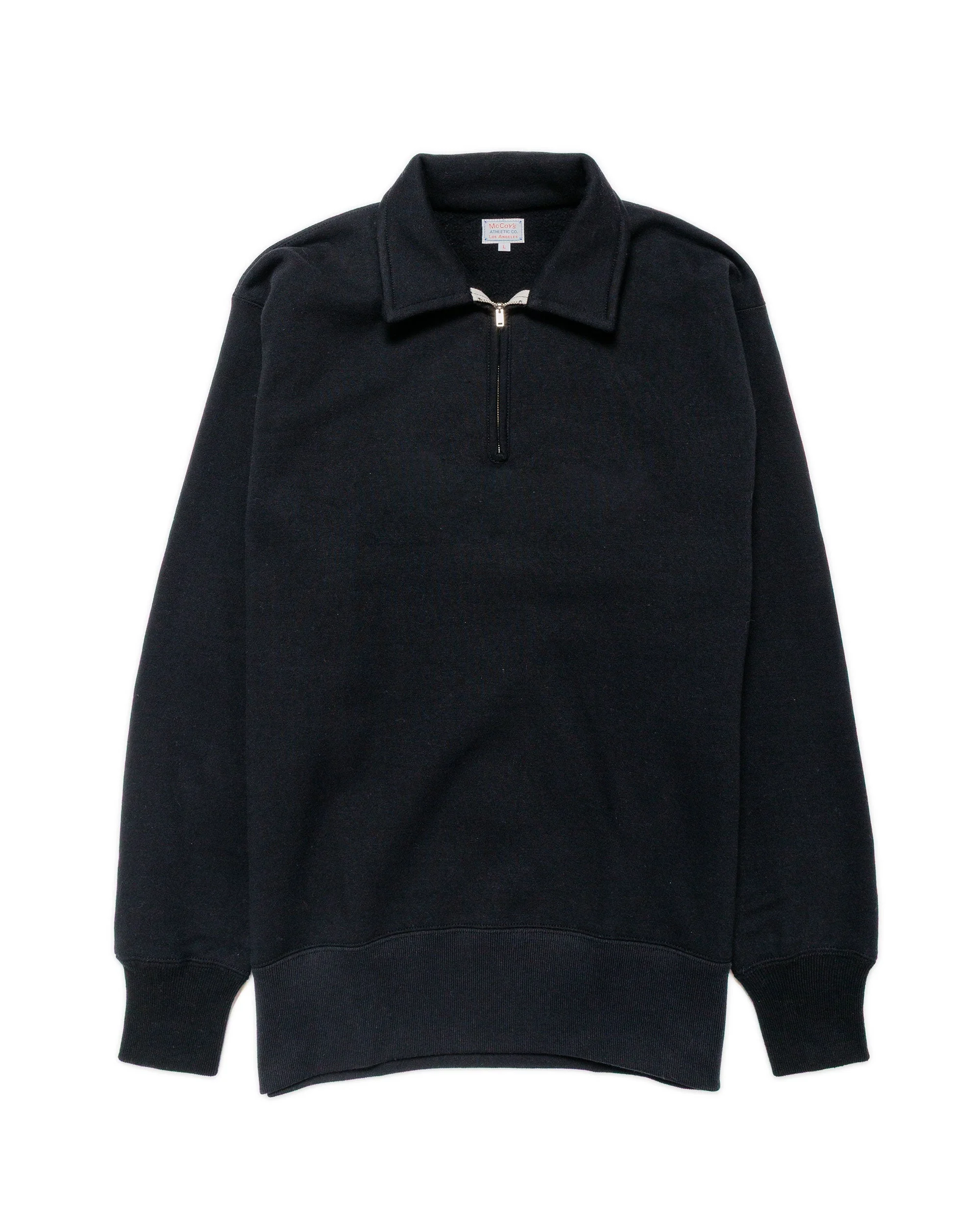 The Real McCoy’s MC24115 10 Oz. Loopwheel 1/4 Zip Sweatshirt Black - 1