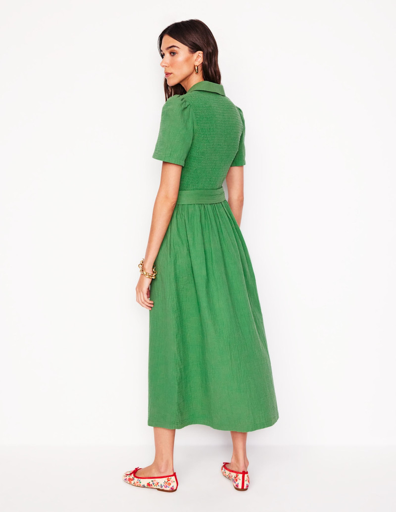 Amber Double Cloth Midi Dress-Paradise Green 4