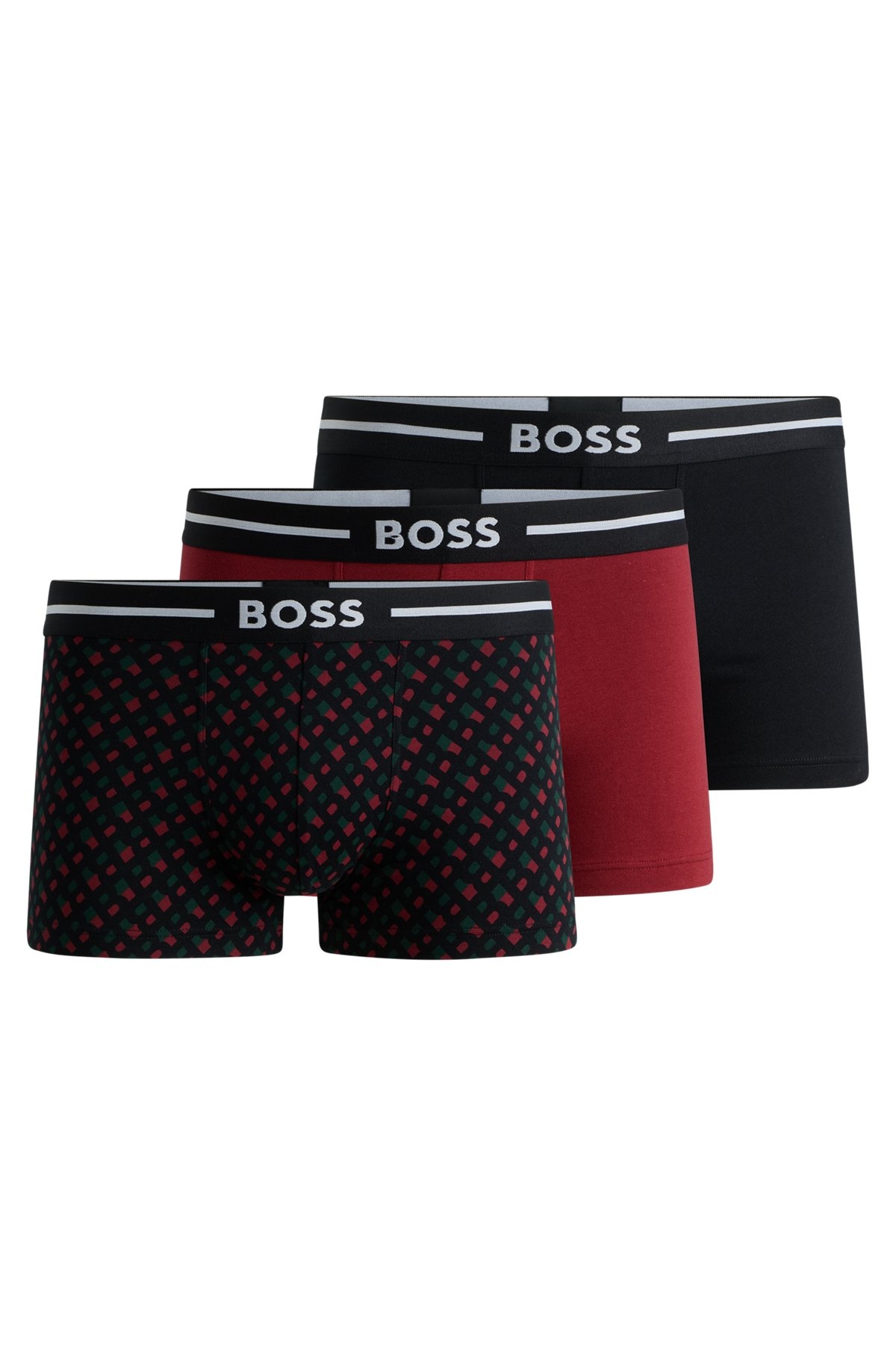 THREE-PACK OF STRETCH-COTTON TRUNKS WITH LOGO WAISTBANDS - 1