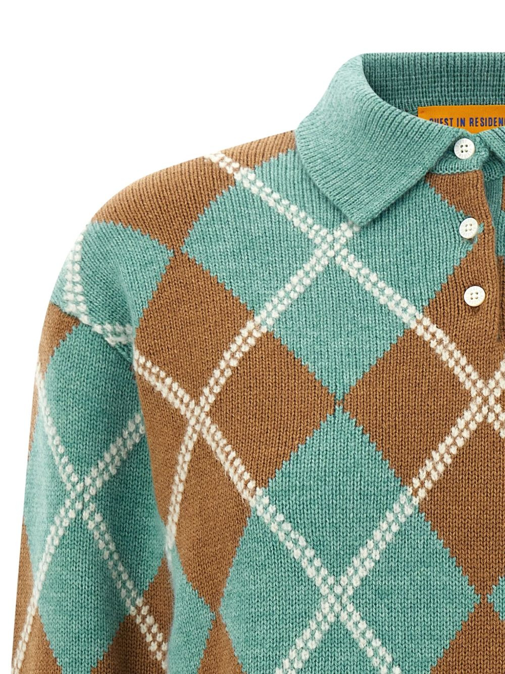 argyle-pattern wool-cashmere polo shirt - 3