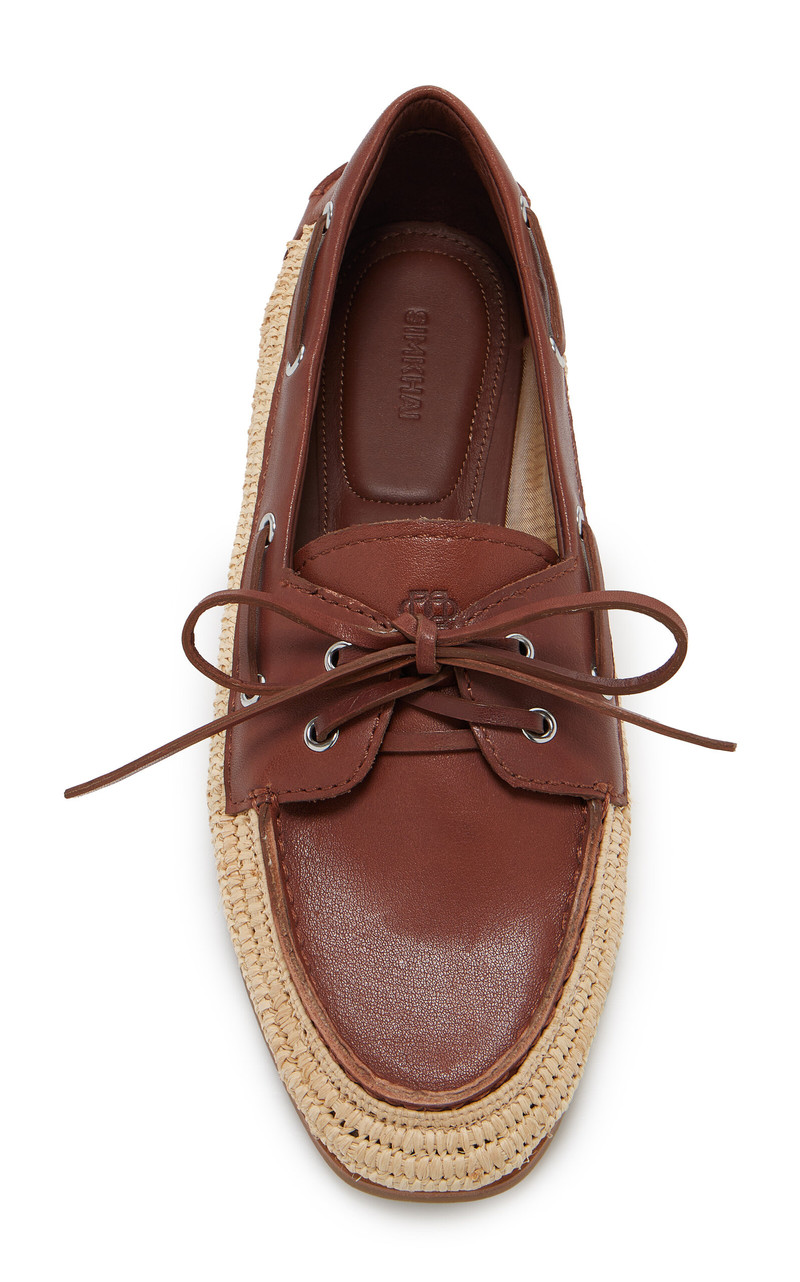 SIMKHAI Danner Raffia Boat Shoes tan outlook