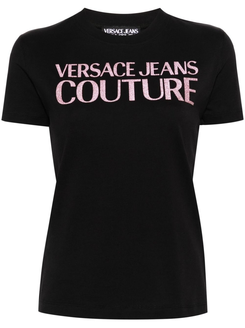 glittered-logo cotton T-shirt - 1