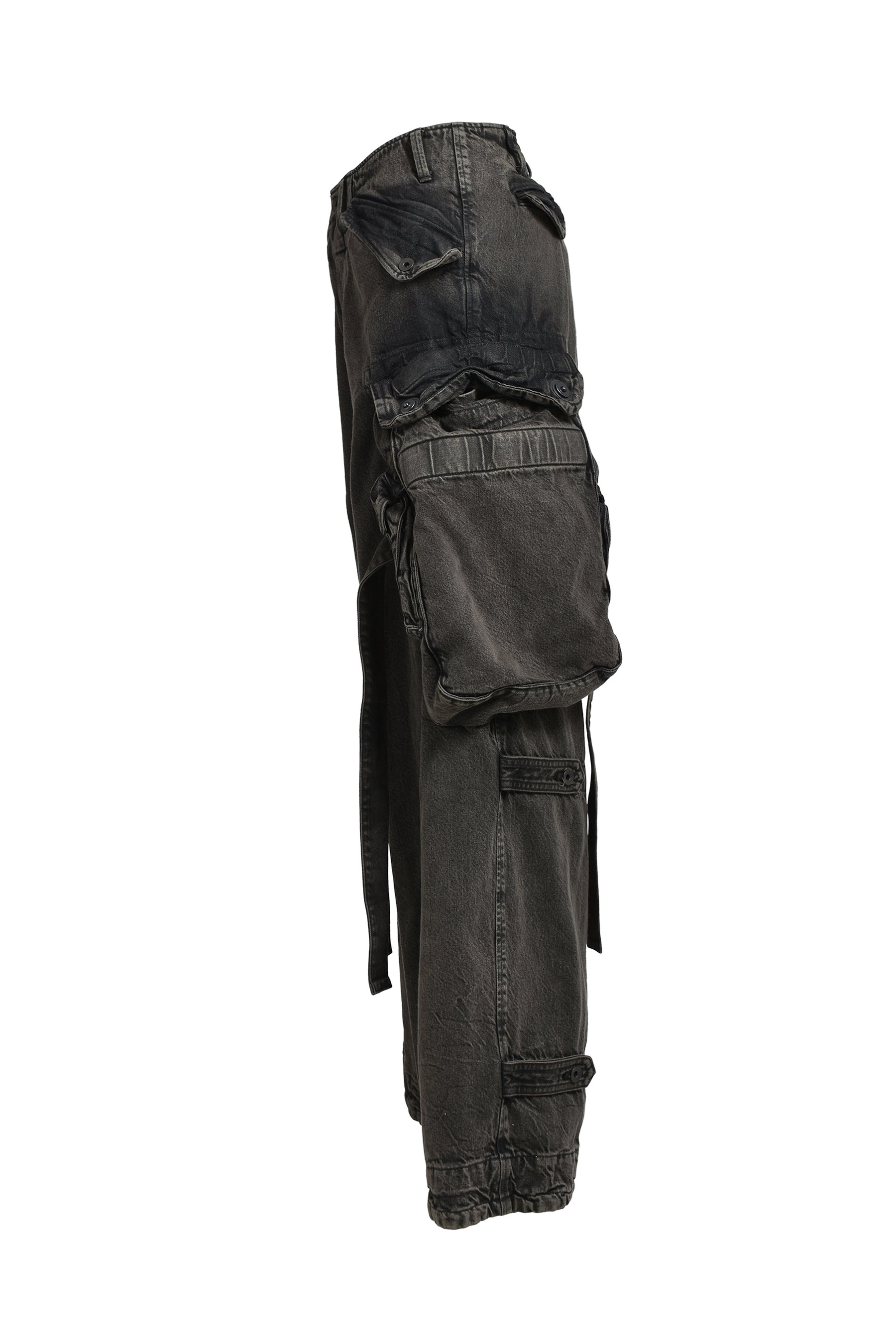 12OZ COATED DENIM GASMASK CARGO TROUSER / CHA - 3