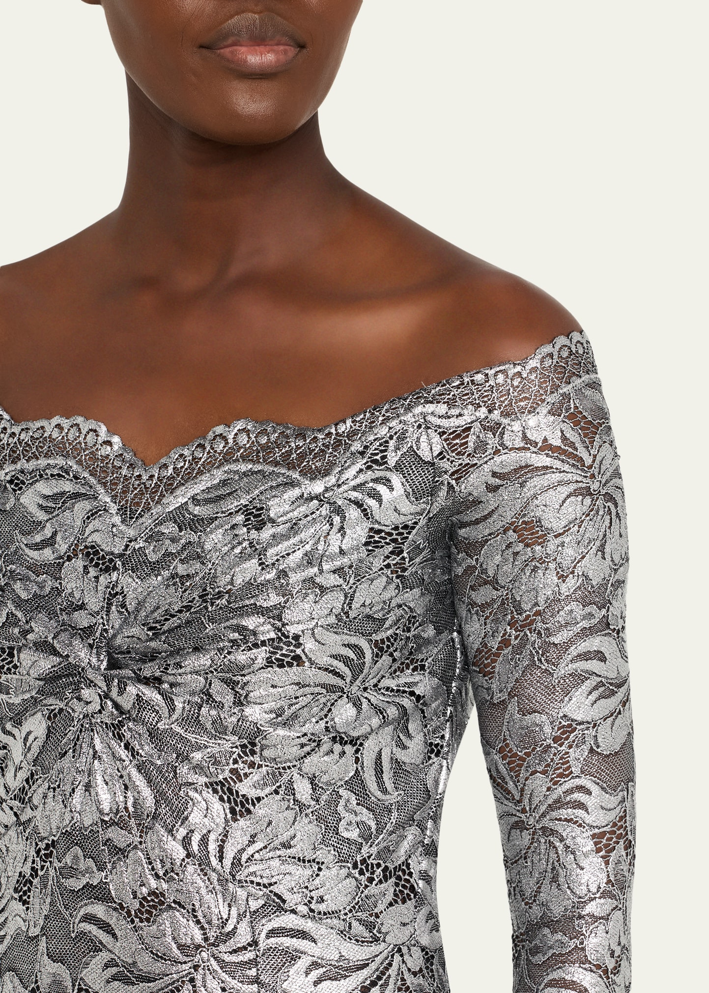 Off-The-Shoulder Lace Midi Dress - 5
