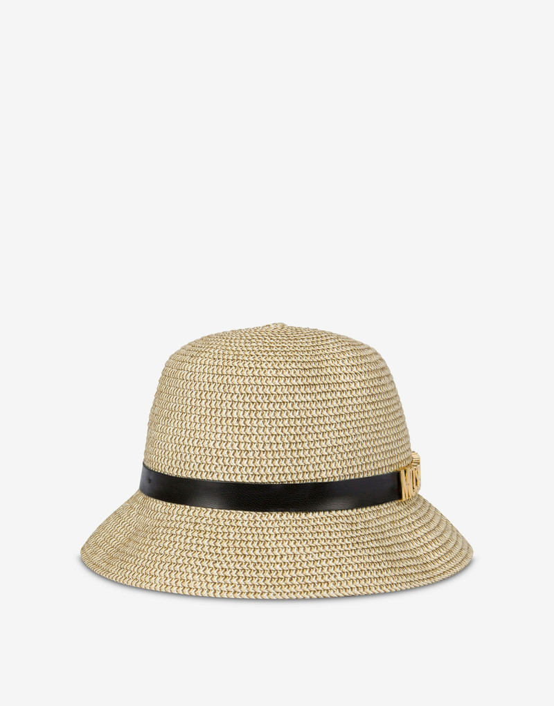 LETTERING LOGO RAFFIA HAT 1