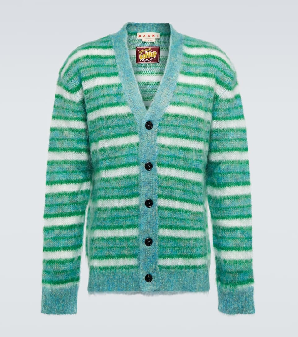 Striped mohair-blend cardigan - 1