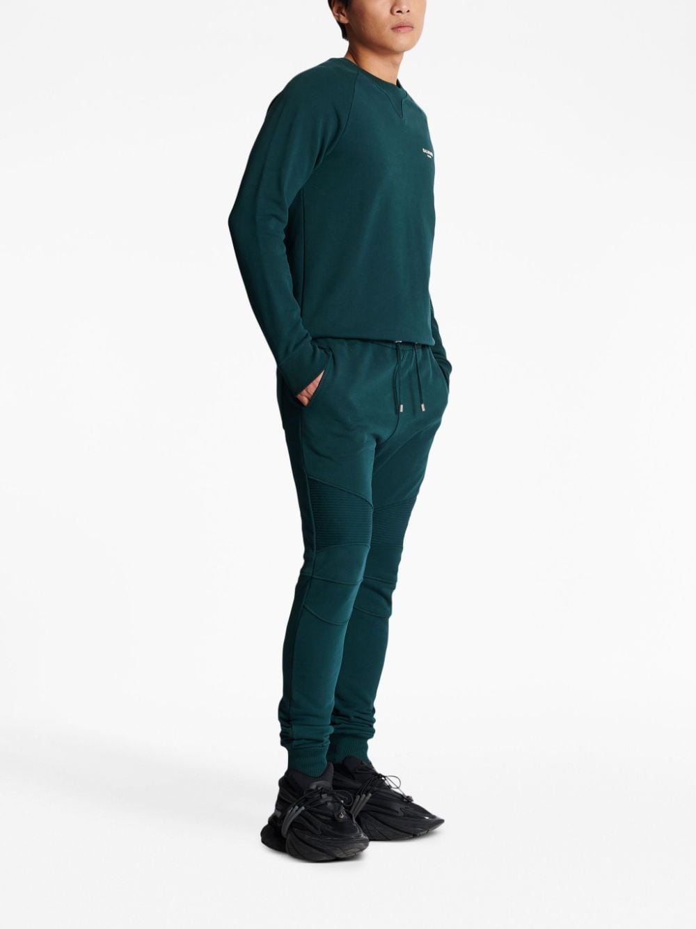 ribbed-detail drawstring track pants - 3