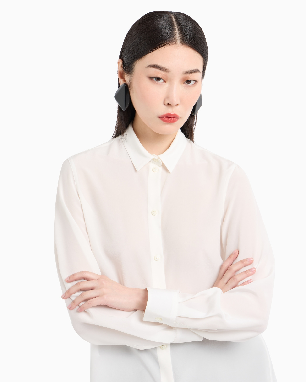 Silk crêpe-de-Chine shirt with pleated back - 5