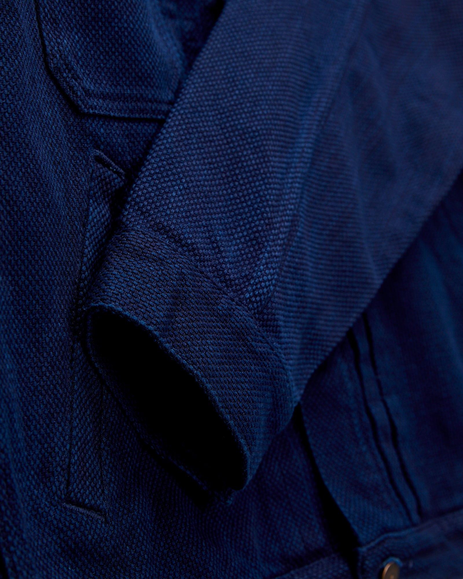 Double Cloth Sashiko Trucker Jacket in Pure Indigo - 7