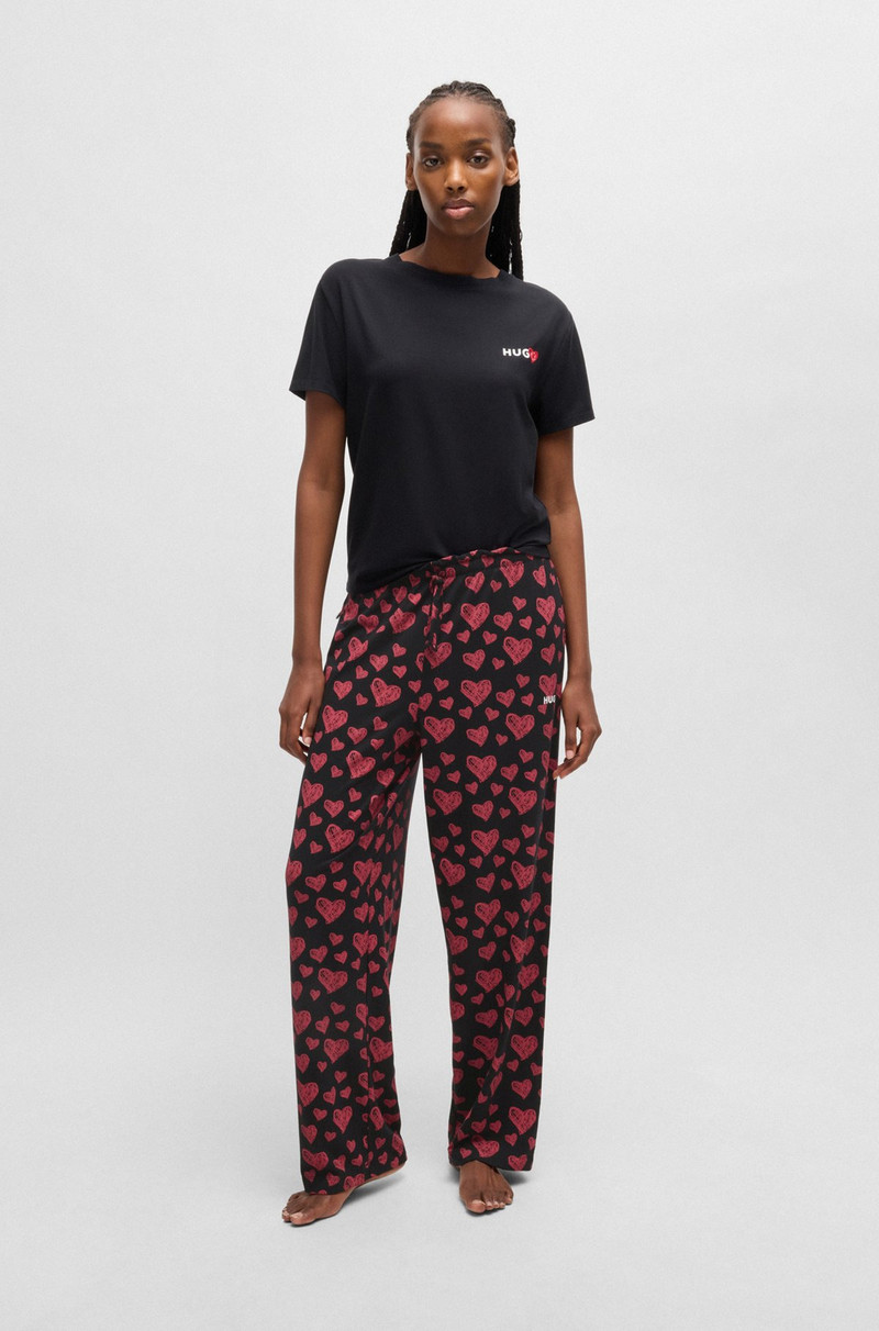HUGO MODAL-BLEND JERSEY PAJAMA BOTTOMS WITH REPEAT HEART PRINT outlook