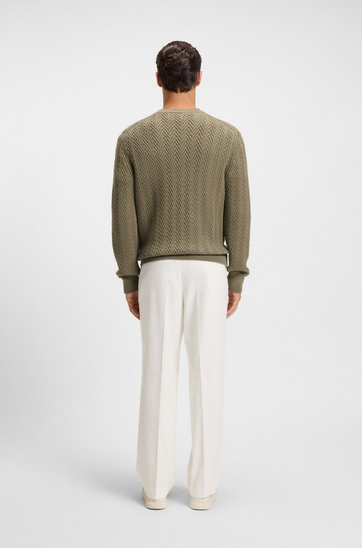 VIRGIN-WOOL SWEATER WITH HERRINGBONE STRUCTURE - 4