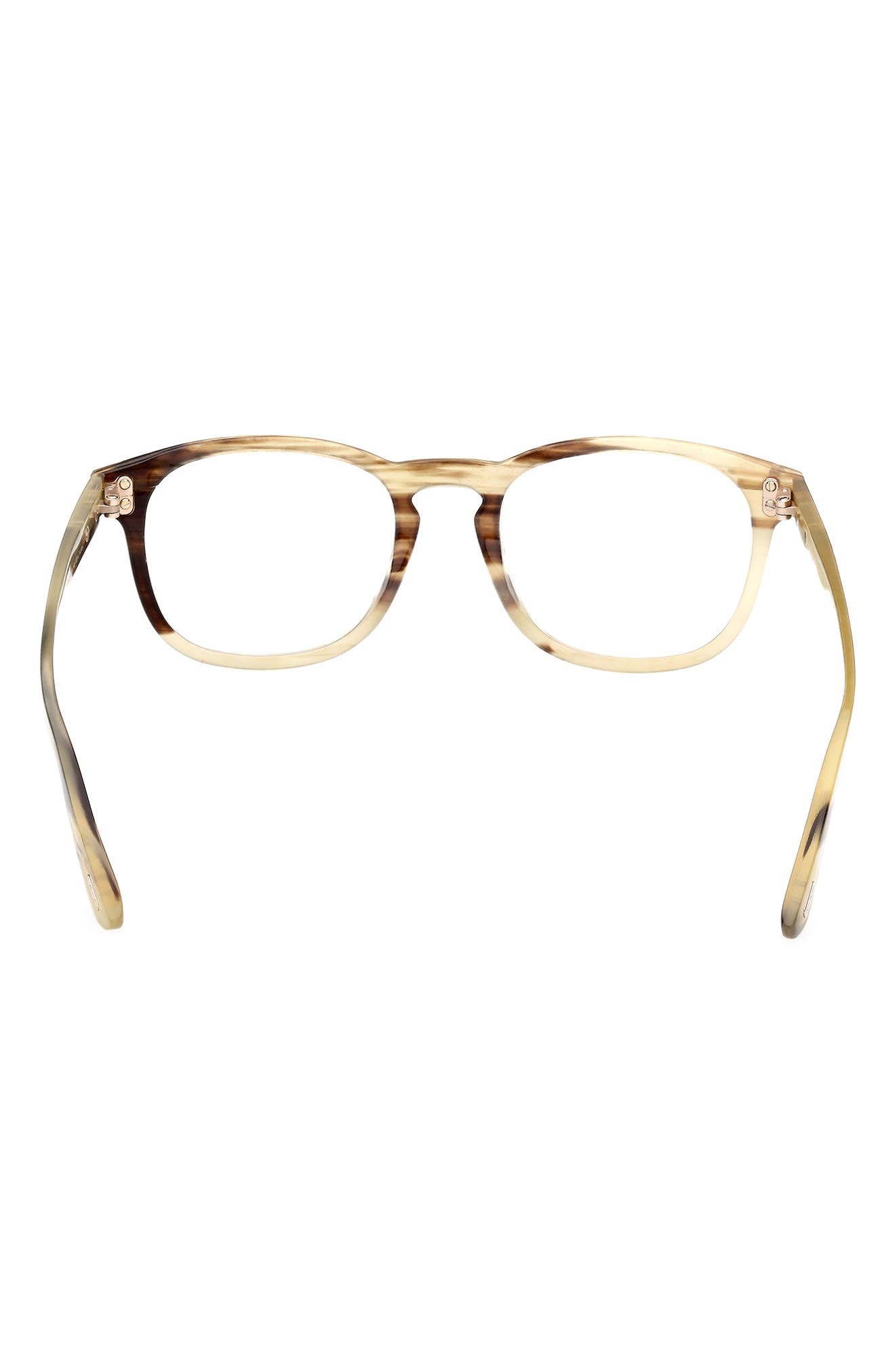 TOM FORD 50mm Square Optical Glasses in Light Brown Striped /T Logo at Nordstrom - 5