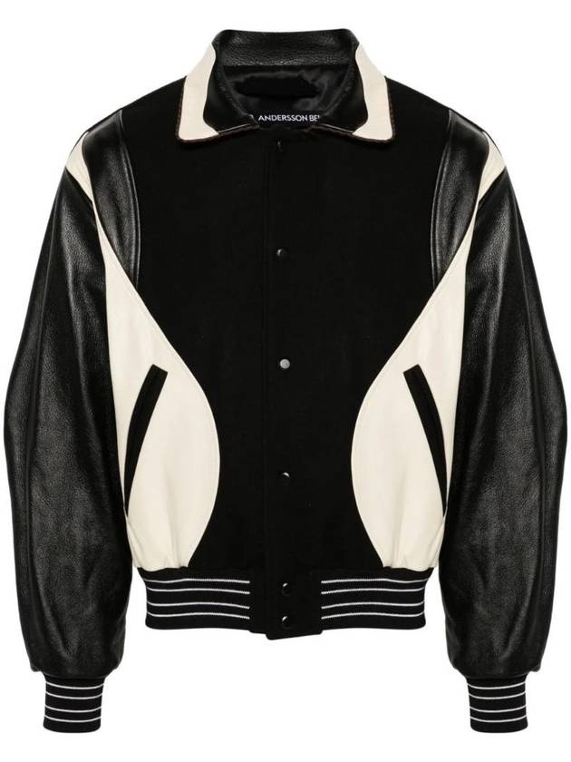 Robyn Varsity Bomber Jacket Black - 1