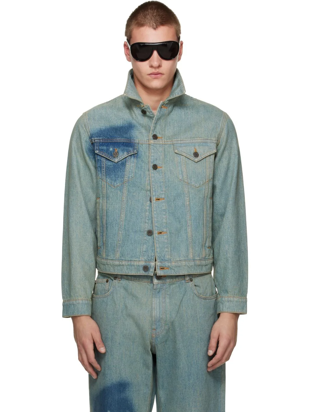 Blue 'The Face' Denim Jacket - 1
