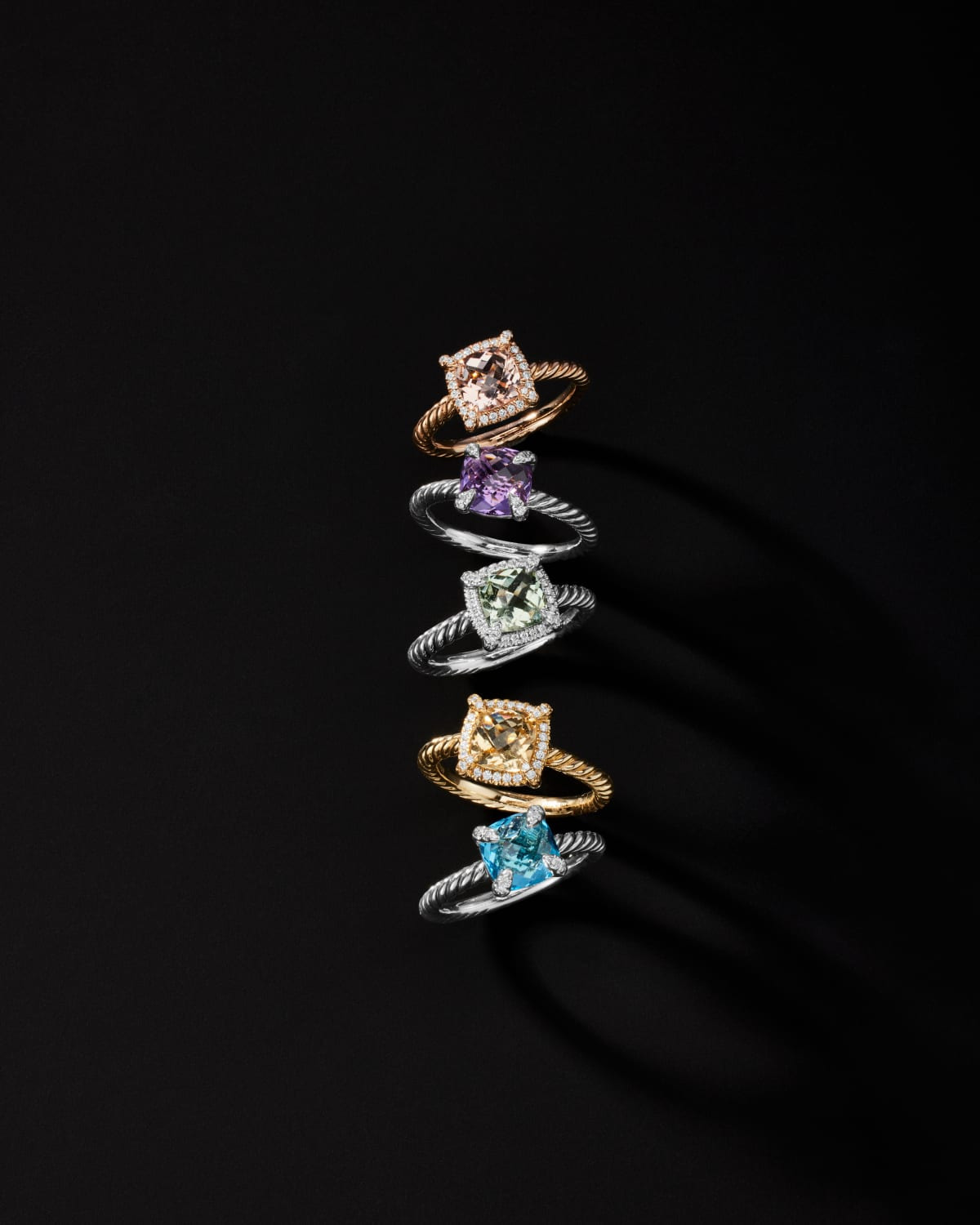 Petite Chatelaine Pave Bezel Ring in 18K Rose Gold with Morganite - 4