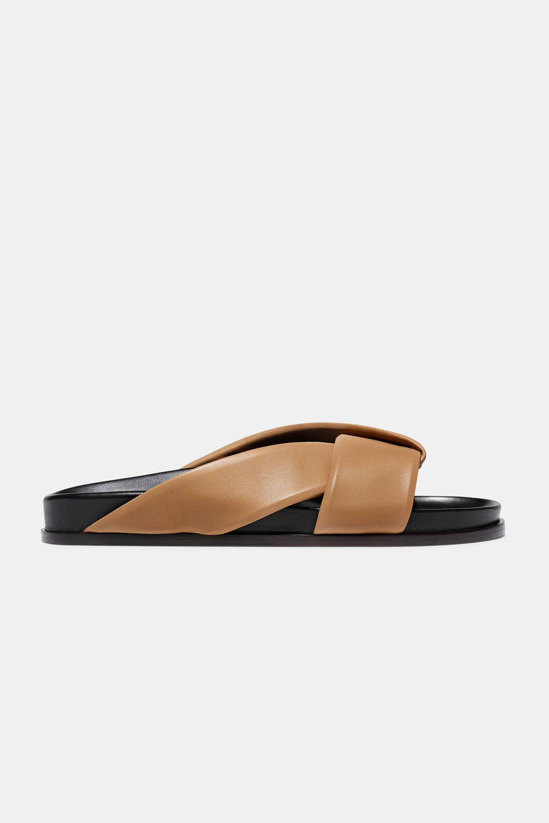 FOLDED SLIDE IN TAN NAPPA 1