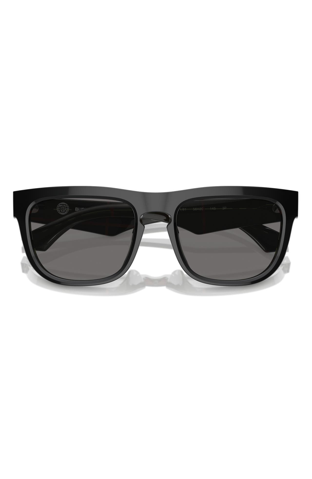 burberry 56mm Polarized Square Sunglasses in Shiny Black at Nordstrom - 1