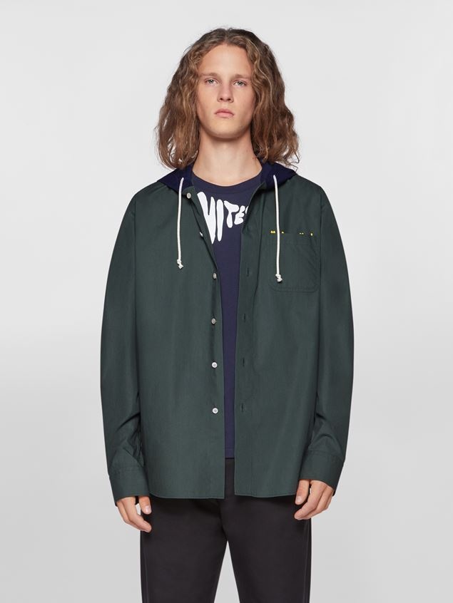 HOODED COTTON OVERSHIRT - 2