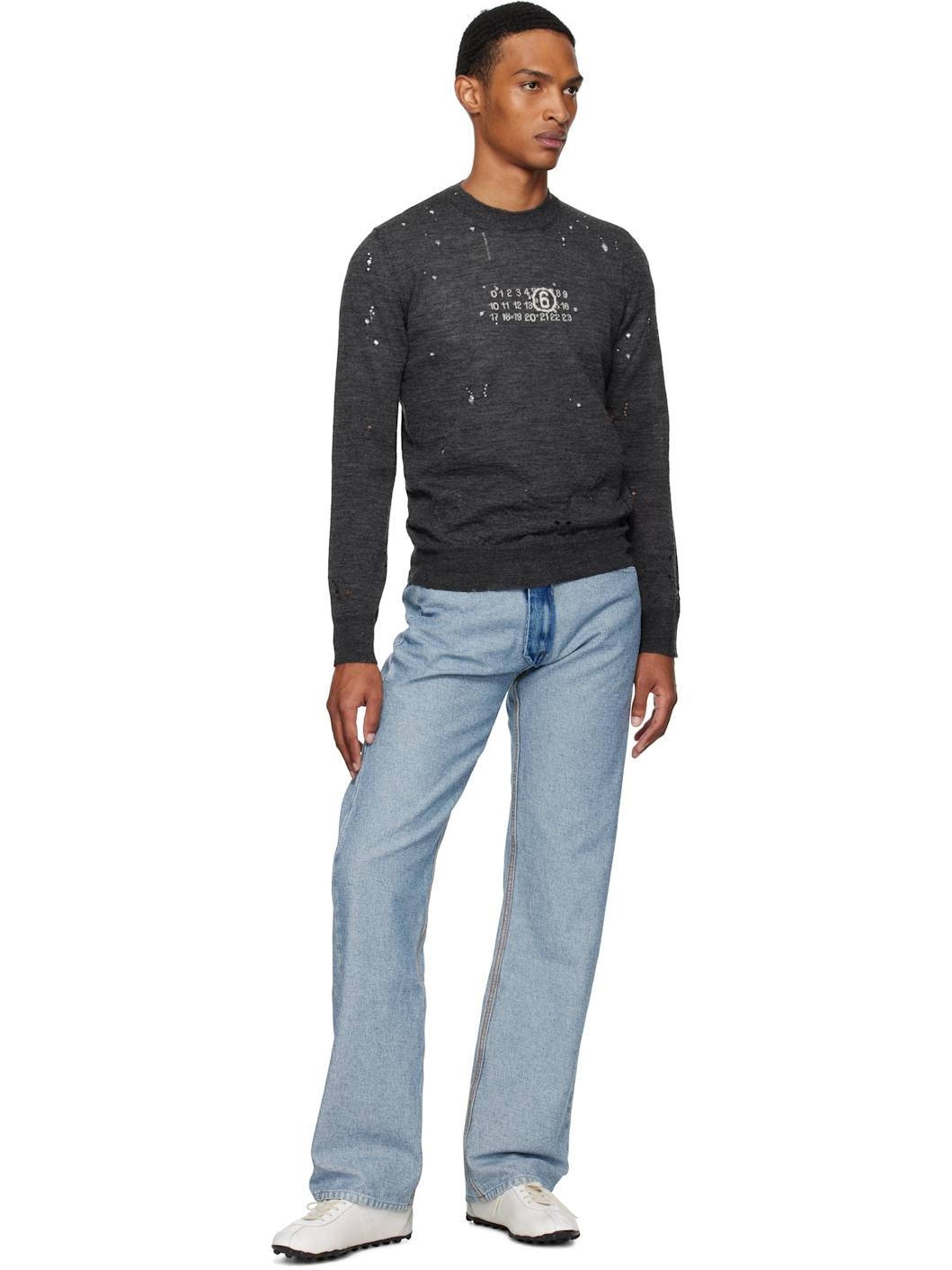 Gray Numeric Knit Sweater - 4
