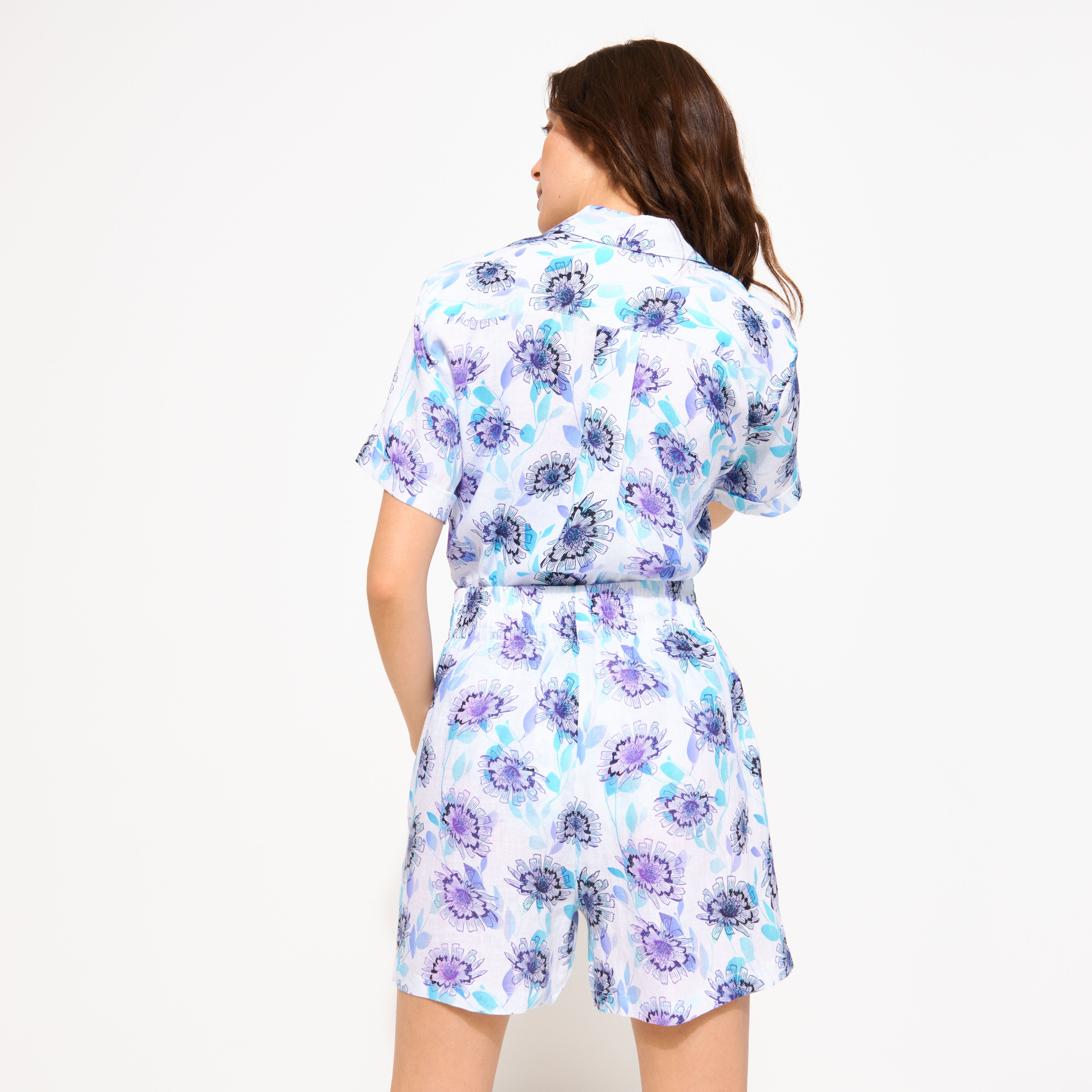Women Linen Bermuda Flash Flowers - 4