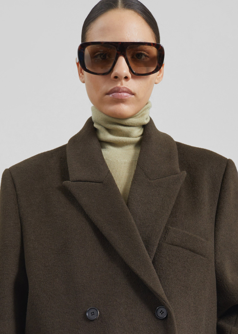 Atlin Wool Double-Breasted Coat - Brown 5