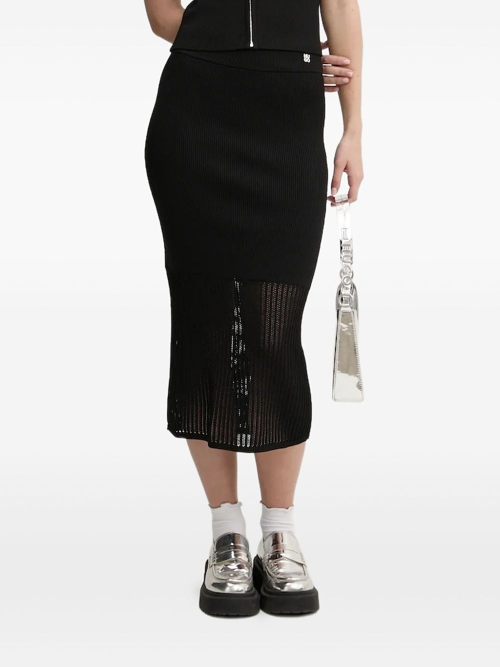 ribbed midi skirt - 1