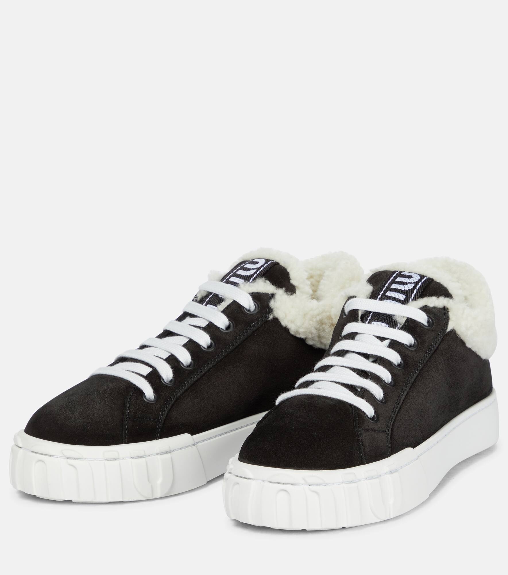 Shearling-lined suede sneakers - 5