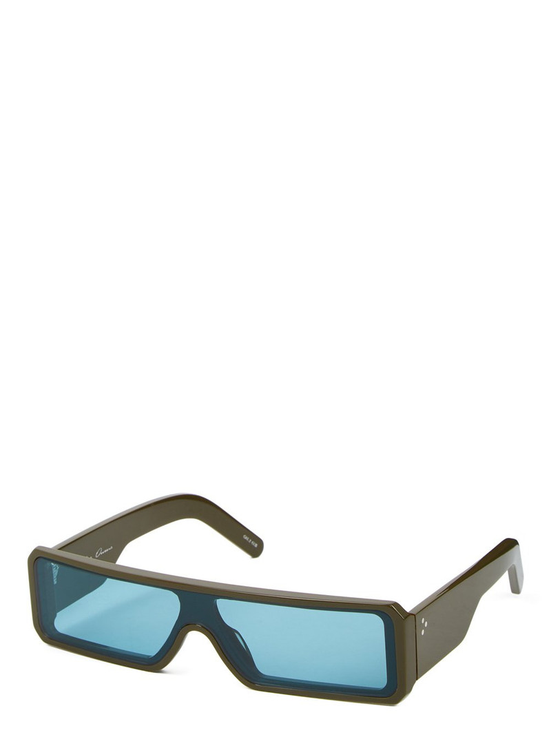 Rick Owens Rick Owens Gethshades Rectangular Shield Sunglasses in Olive Temple/Amazonite Lens at Nordstrom outlook