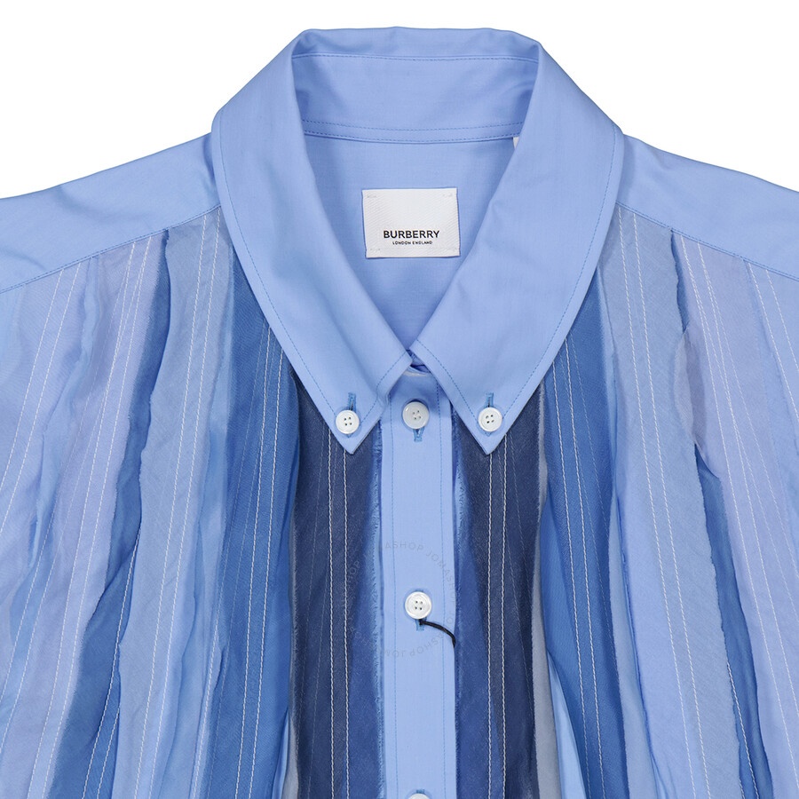 Burberry Ladies Vivid Cobalt Silk Pleated Shirt - 7