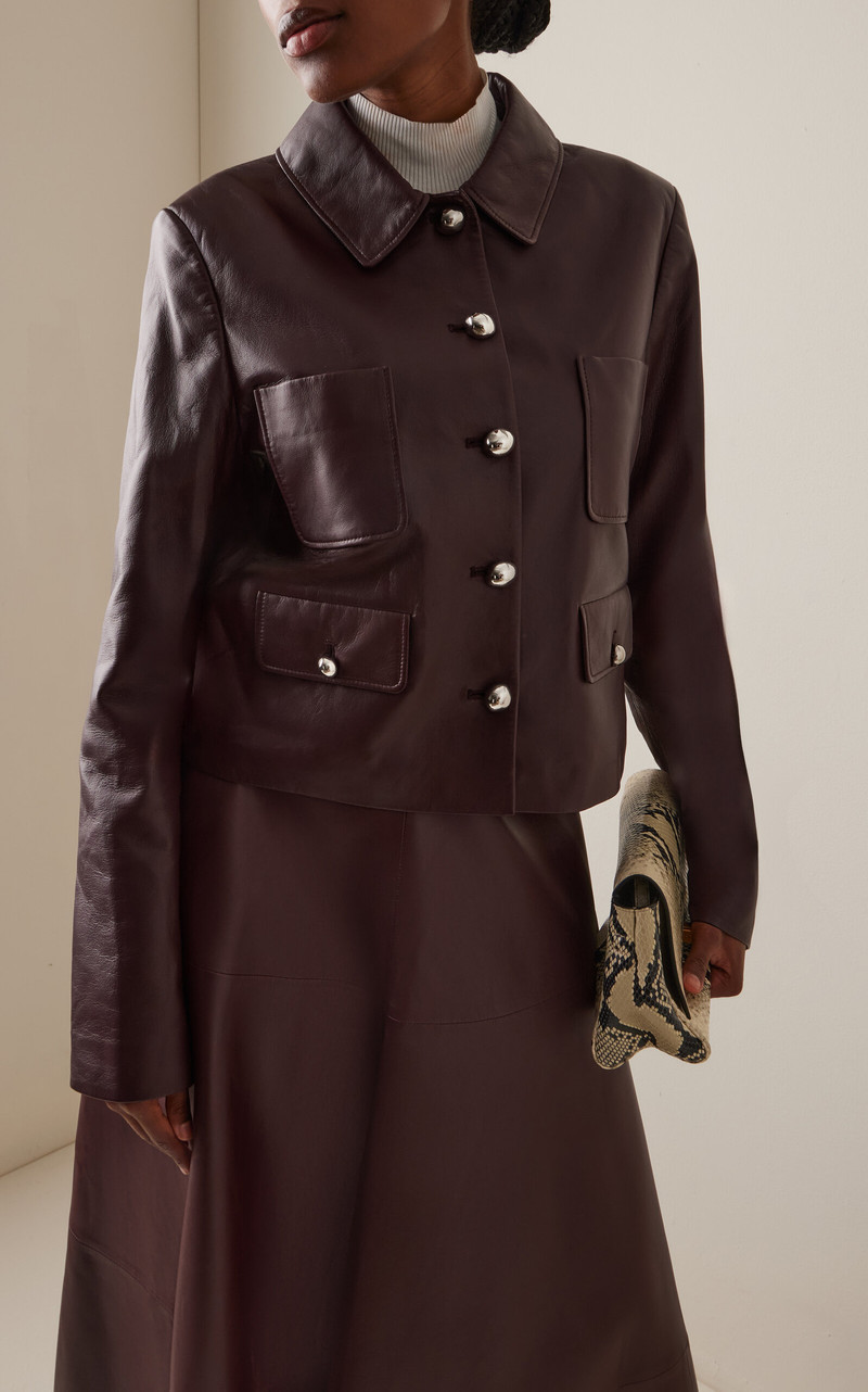 Altuzarra Astley Leather Jacket burgundy outlook