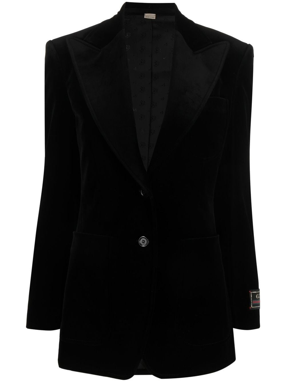 single-breasted velvet blazer - 1