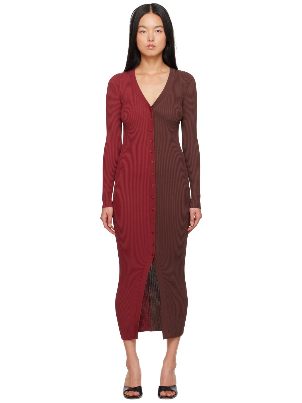 Red & Brown Shoko Midi Dress - 1