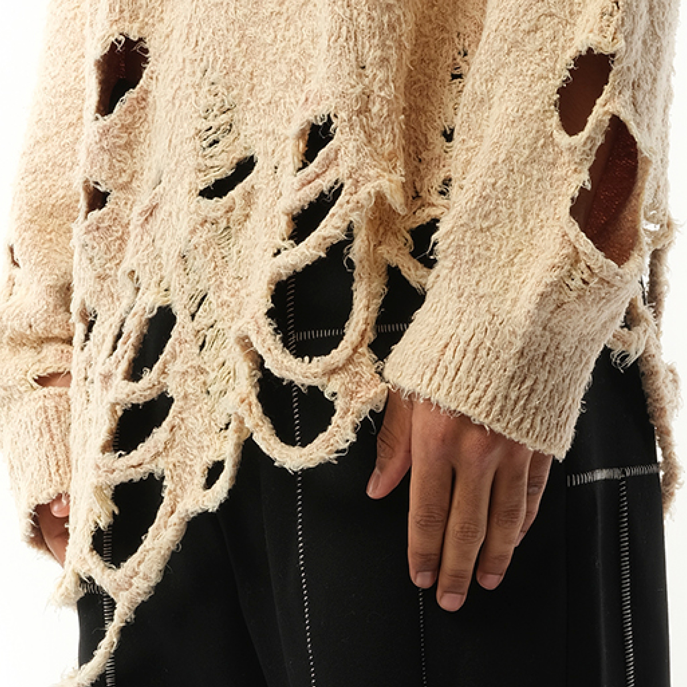 Zombie Silhouette Knit Sweater in Beige - 3