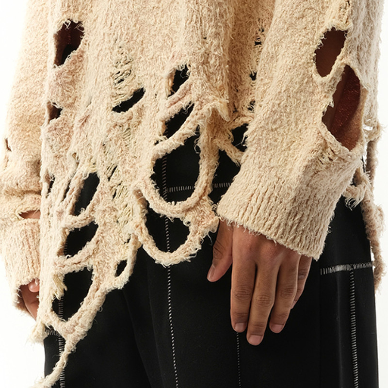 Zombie Silhouette Knit Sweater in Beige 3