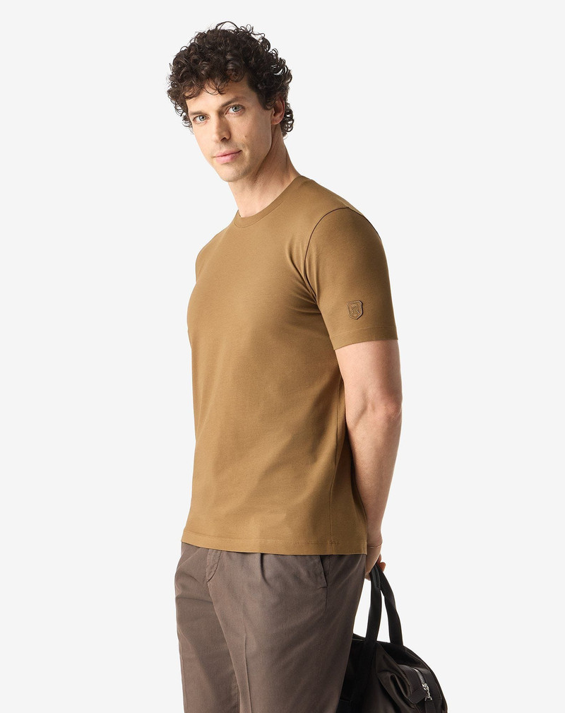 CORNELIANI Ochre crew neck stretch cotton jersey t-shirt outlook