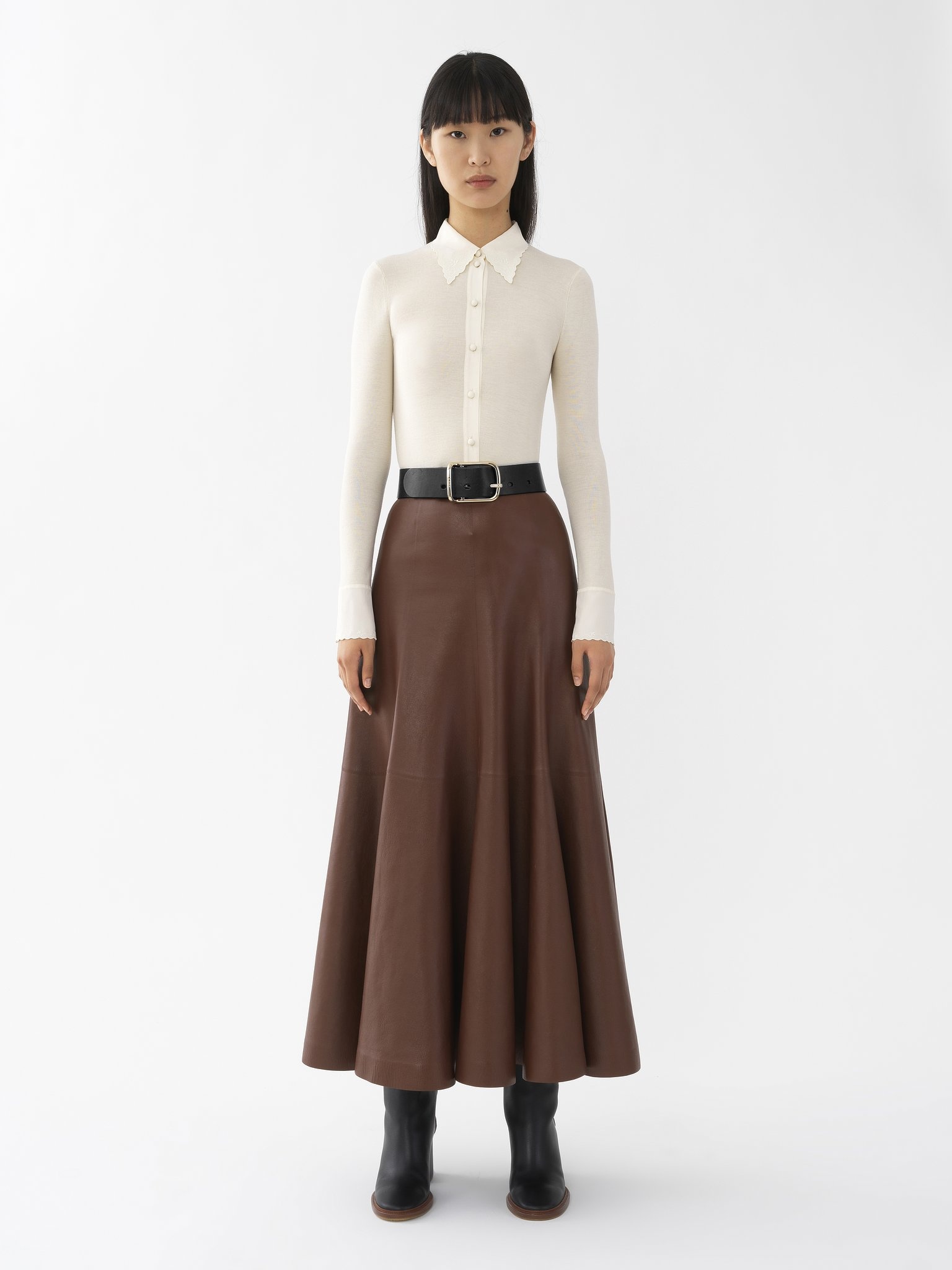 FLARED LEATHER SKIRT - 3