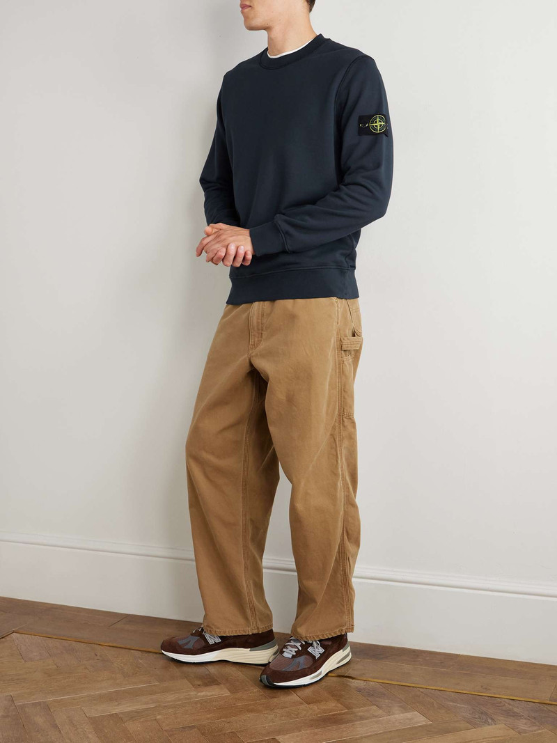 Stone Island Logo-Appliquèd Garment-Dyed Organic Cotton-Jersey Sweatshirt outlook