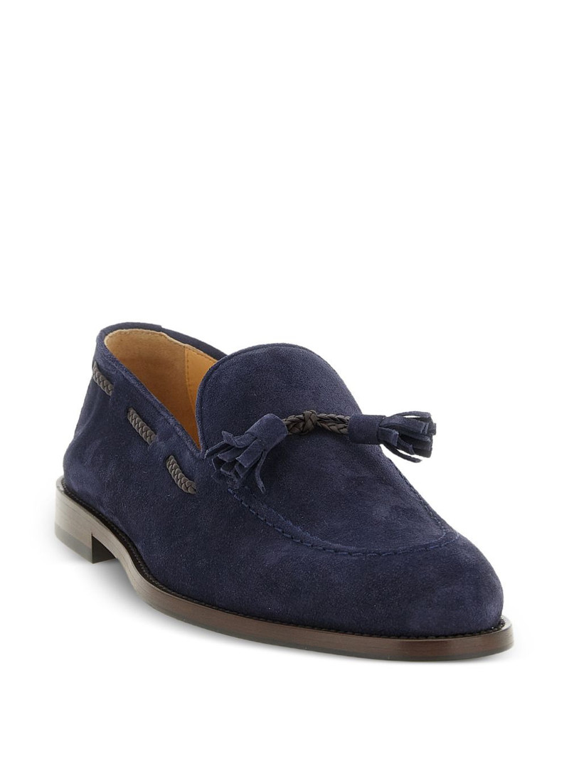 Brunello Cucinelli woven tassel-detail suede loafers outlook