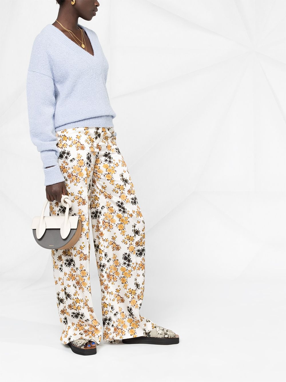 ditsy floral print Panama trousers - 4