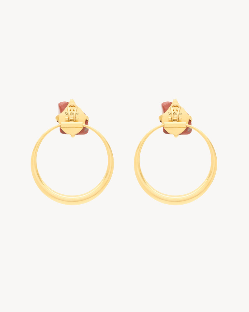SAINT LAURENT KNOCKER EARRINGS IN JASPER AND METAL outlook