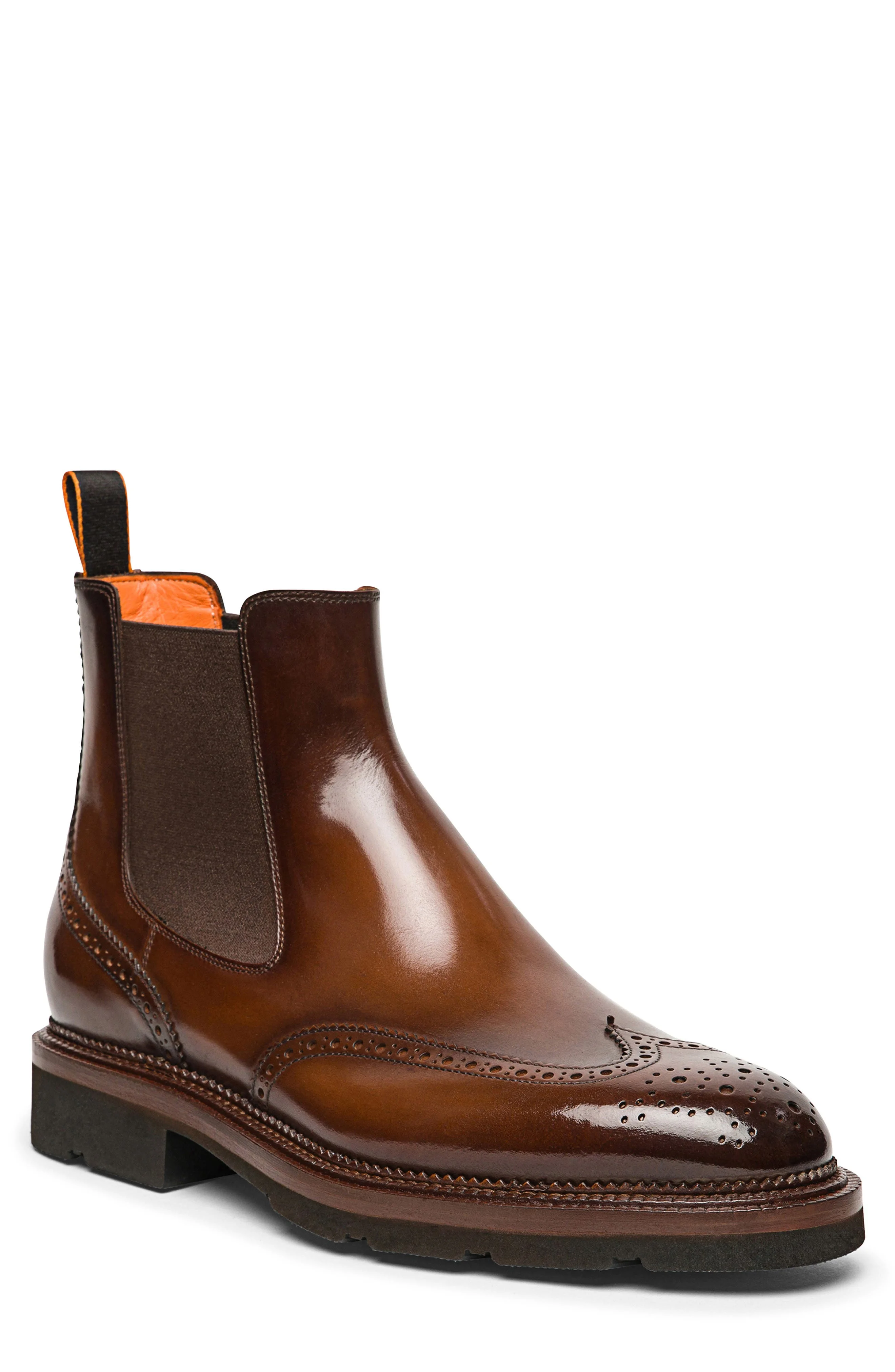 Santoni Kalama Wingtip Chelsea Boot in Brown at Nordstrom - 1