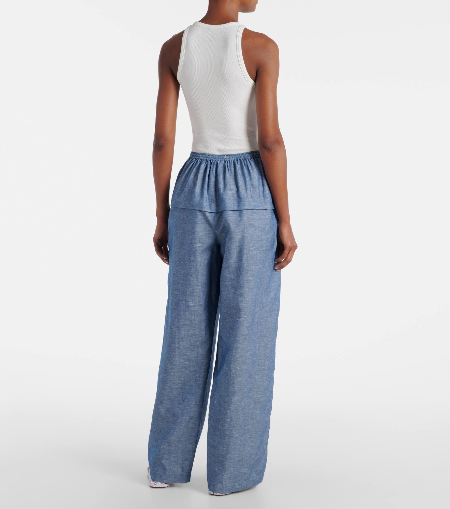 Cotton and linen wide-leg pants - 3