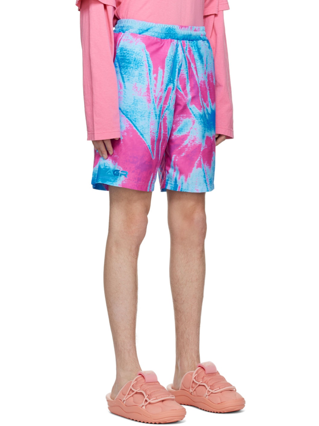 Pink & Blue Pattern Swim Shorts - 2